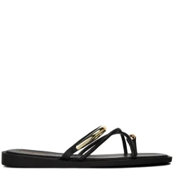 Where’s Strappy Metal Toe Loop Slide On Sandals