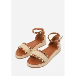 Where’s Studded Gladiator Braided Strap Espadrille Flatform