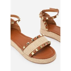 Where’s Studded Gladiator Braided Strap Espadrille Flatform