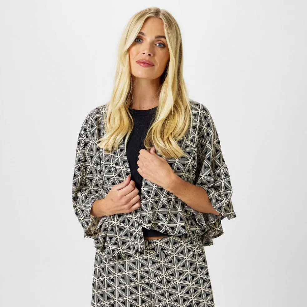 Women's Archive Kimono Viscose Cropped Batwing Overcoat