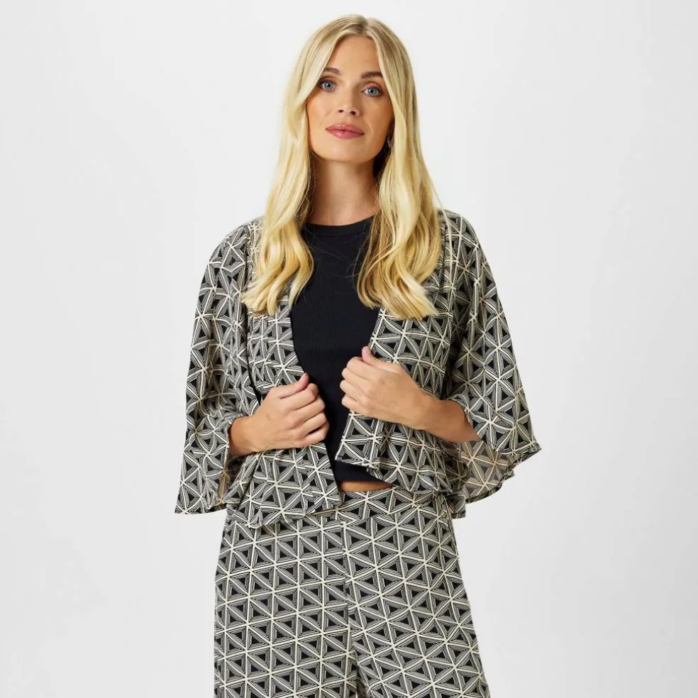 Women's Archive Kimono Viscose Cropped Batwing Overcoat