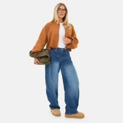 Women's Barrel Jean High Waisted Full Length Cotton Jeans
