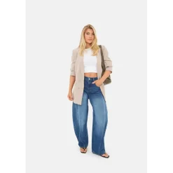 Women's Barrel Jean High Waisted Full Length Cotton Jeans
