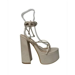 Women's Block Heel Ankle Tie Heeled Sandal