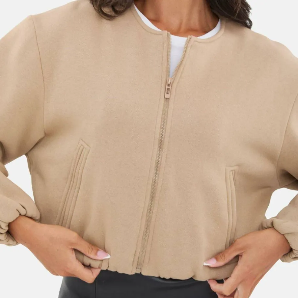Women's Bubble Hem Long Sleeve Bomber Jacket