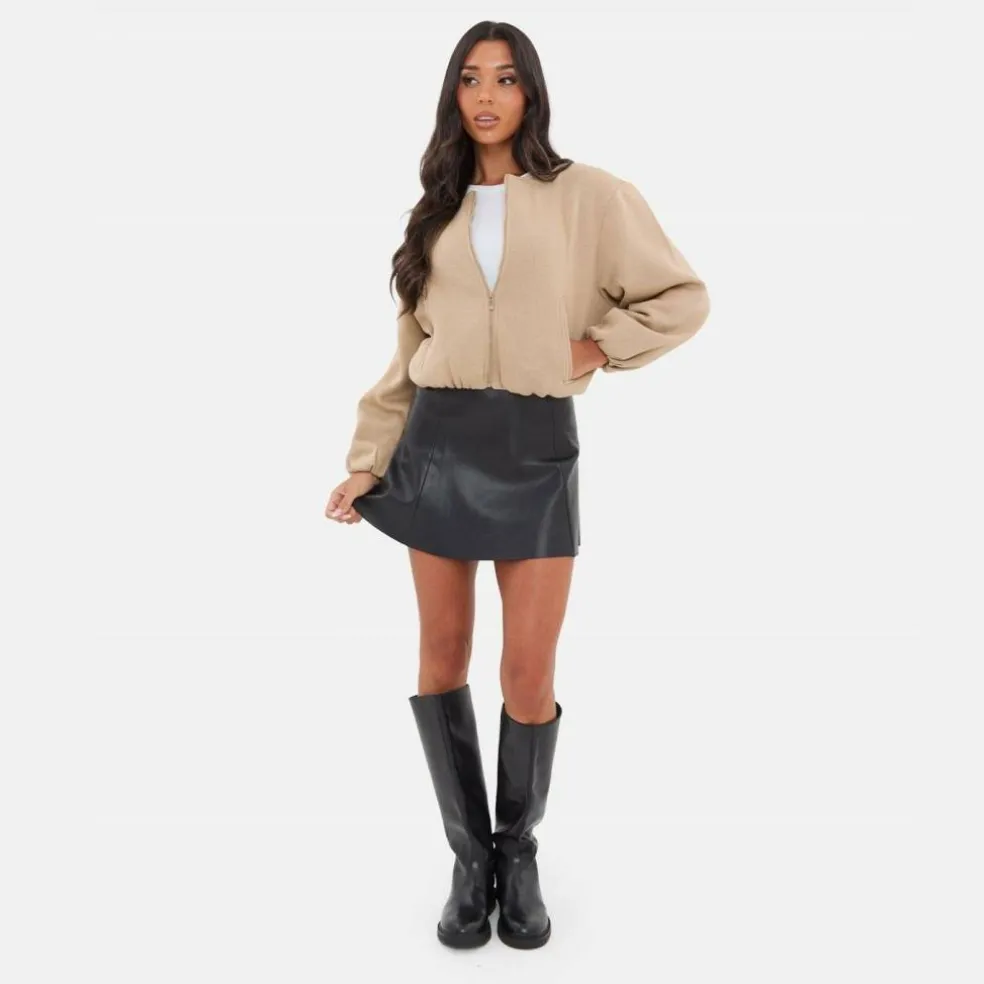 Women's Bubble Hem Long Sleeve Bomber Jacket