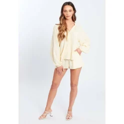 Women's Button Shirt and Shorts Set