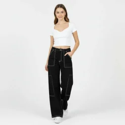 Womens Cargo Jeans with Contrast Stitching