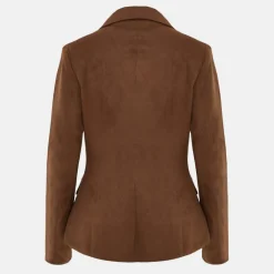 Women's Cinched Waist Suede Long Sleeve Blazer