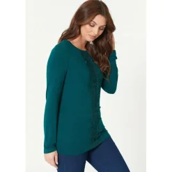 Women's Crochet Trim Long-Sleeve T-Shirt