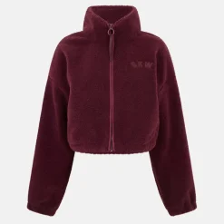 Womens Cropped Long Sleeve Oversized Fit Full Zip Fleece