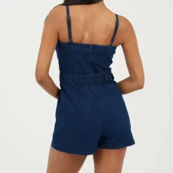 Womens Denim Playsuit with Belt