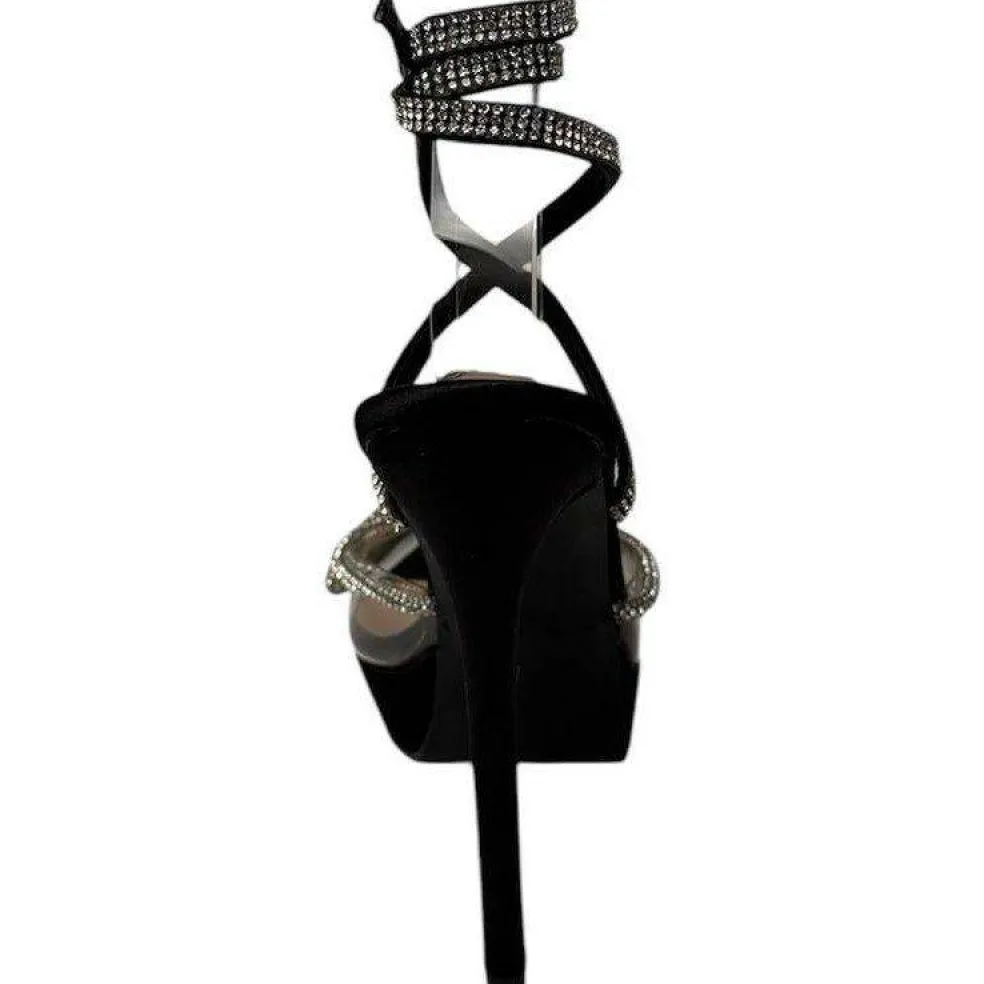 Women's Diamante Platform Heeled Sandal