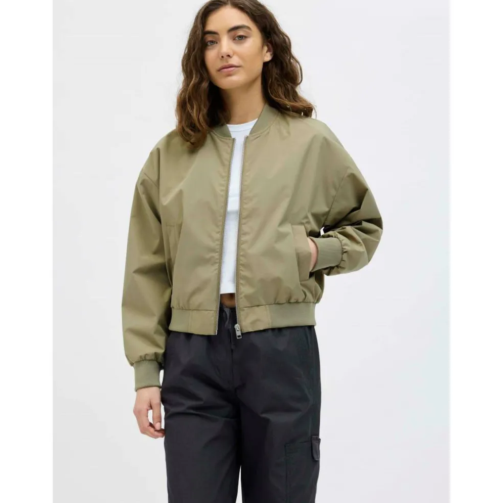 Women's Ella Ribbed Zip Bomber Jacket