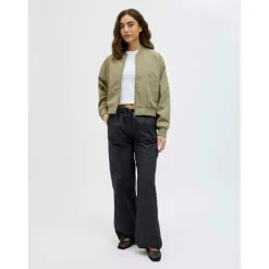Women's Ella Ribbed Zip Bomber Jacket