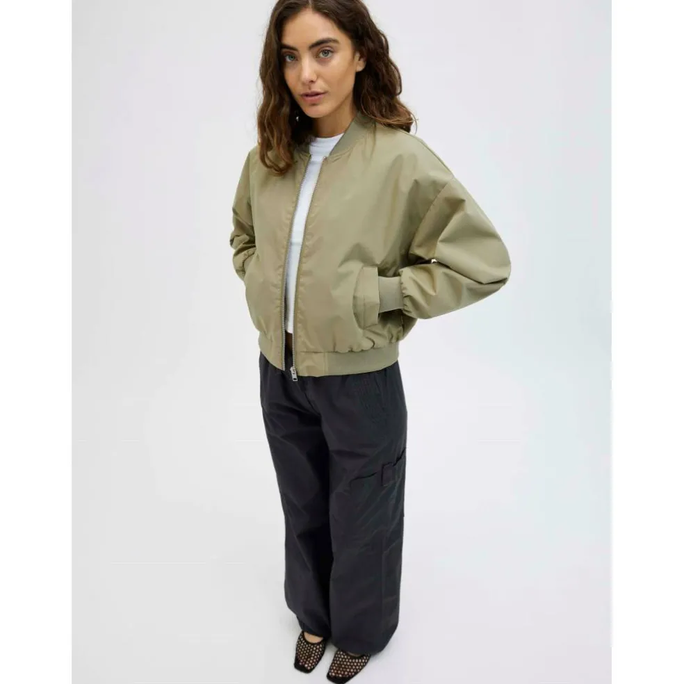 Women's Ella Ribbed Zip Bomber Jacket