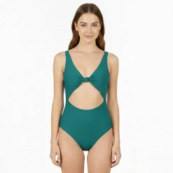 Women's Embroidered Padded Scoop Neck Swimsuit