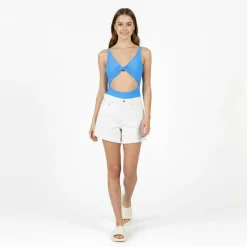 Women's Embroidered Padded Scoop Neck Swimsuit