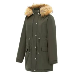 Women's Full Zip Hooded Long Sleeve 2 Pockets Parka