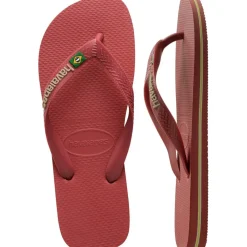 Women's Hav. Brasil Logo Ruby Red Flip Flops