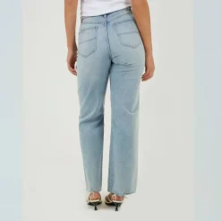 Womens High Waisted Wide Leg Distresed Jean