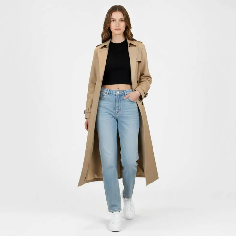Women's JW Maxi Trench Water Resistant Cotton Long Sleeve Short Puffer Jacket