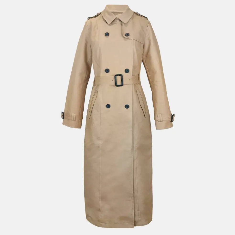 Women's JW Maxi Trench Water Resistant Cotton Long Sleeve Short Puffer Jacket