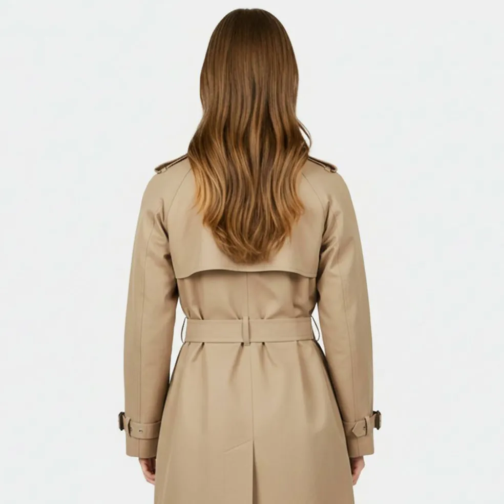 Women's JW Maxi Trench Water Resistant Cotton Long Sleeve Short Puffer Jacket