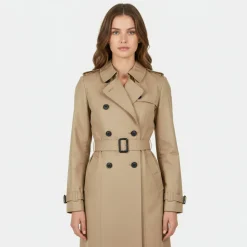 Women's JW Maxi Trench Water Resistant Cotton Long Sleeve Short Puffer Jacket