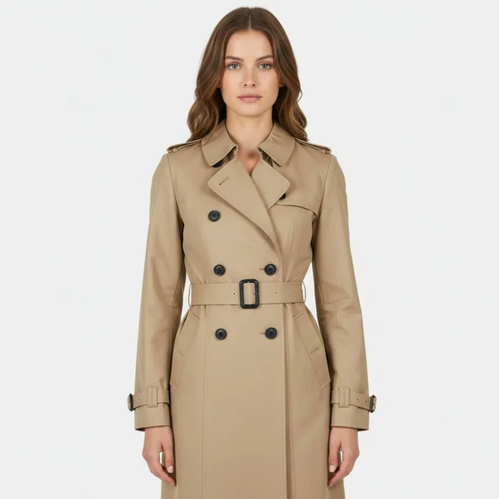 Women's JW Maxi Trench Water Resistant Cotton Long Sleeve Short Puffer Jacket