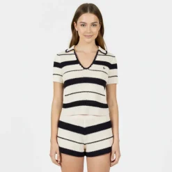 Women's Knitted Short Sleeve Polo Shirt