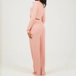 Womens Long Sleeve Cropped Top and Matching Trouser Lounge Set