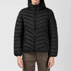 Womens Micro Bubble Long Sleeve Short Puffer Jacket