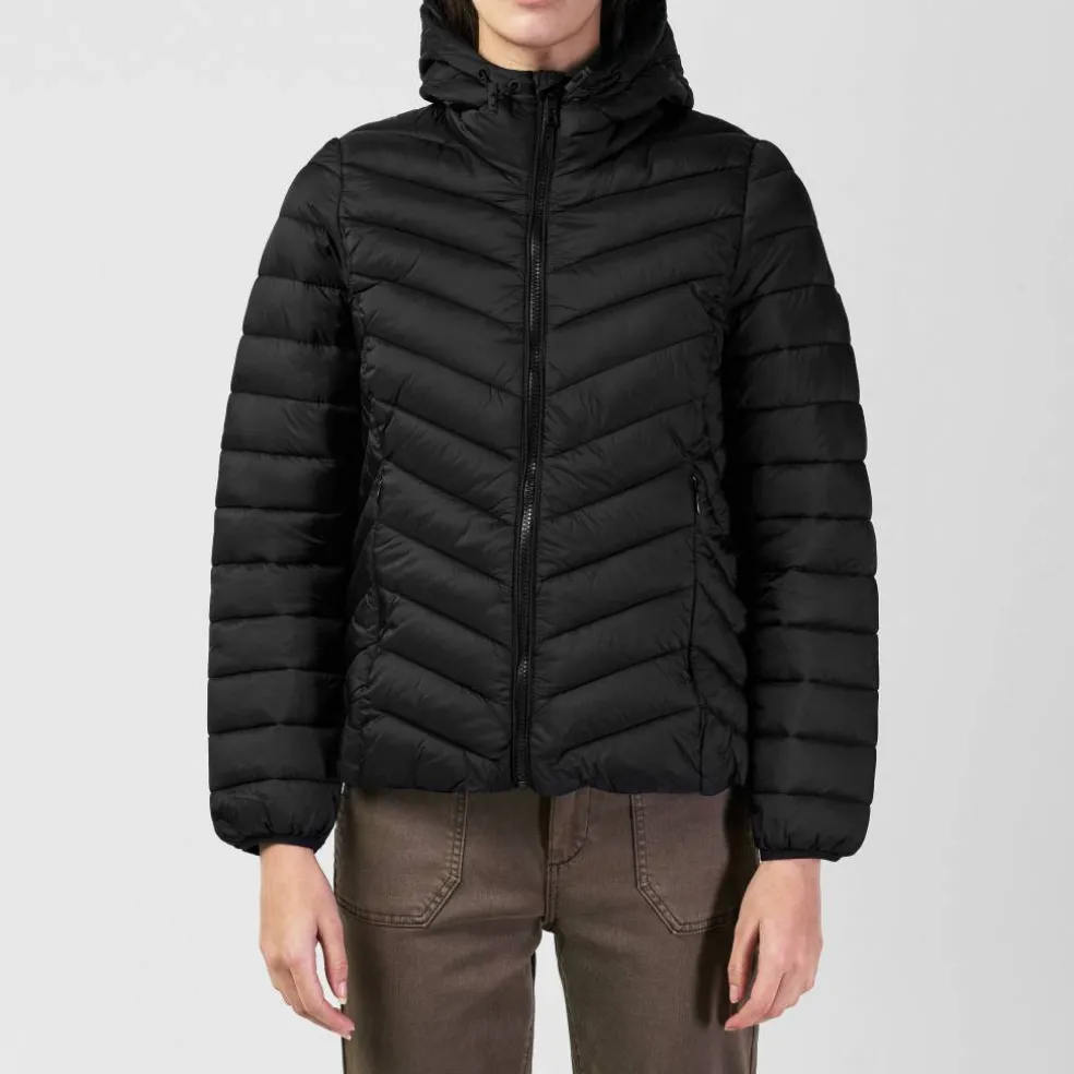 Womens Micro Bubble Long Sleeve Short Puffer Jacket