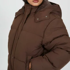 Womens Oversized Fit Short Puffer Jacket with Hood