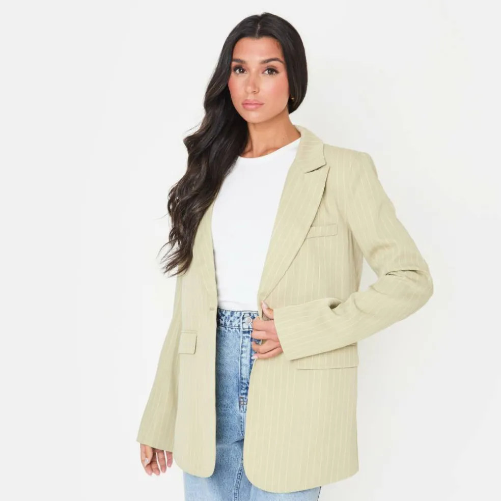 Women's Pinstripe Long Sleeve Blazer