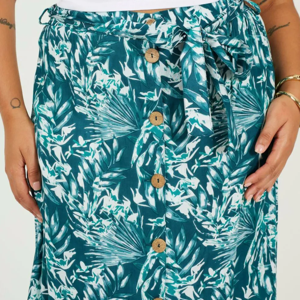 Womens Plus Size All Over Print Midi Skirt