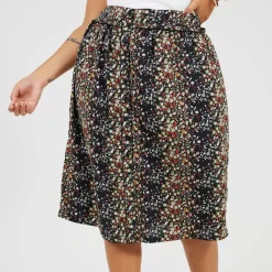 Womens Plus Size All Over Print Midi Skirt