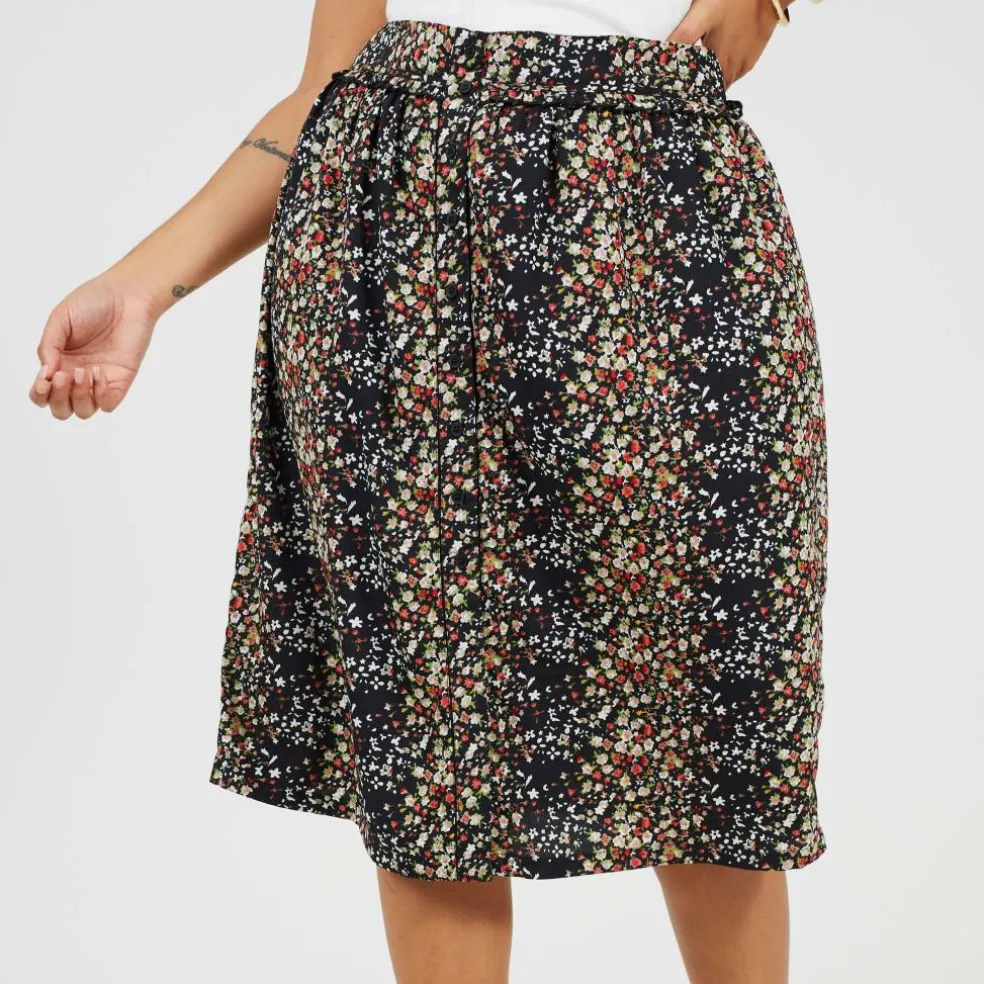 Womens Plus Size All Over Print Midi Skirt