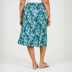 Womens Plus Size All Over Print Midi Skirt