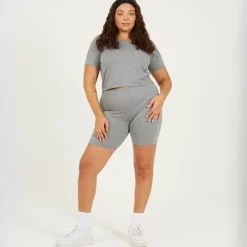 Womens Plus Size Cropped Round Neck T-shirt