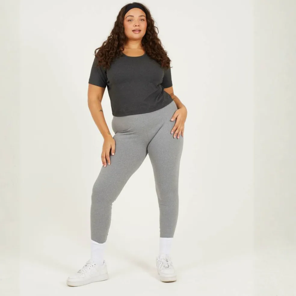 Womens Plus Size Cropped Round Neck T-shirt