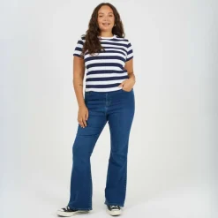 Womens Plus Size High Waisted Flared Jeans