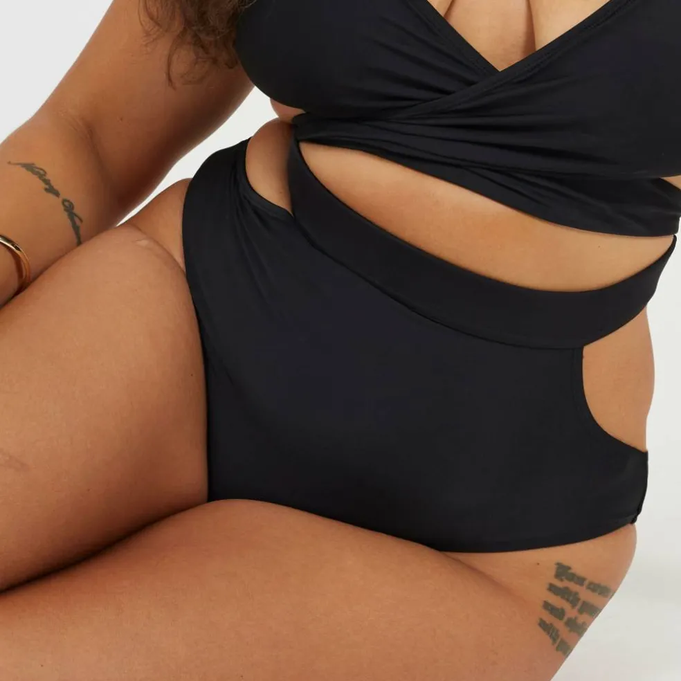 Womens Plus Size High Waisted Bikini Bottoms