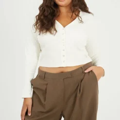 Womens Plus Size Long Sleeve Top with Popper Fastening
