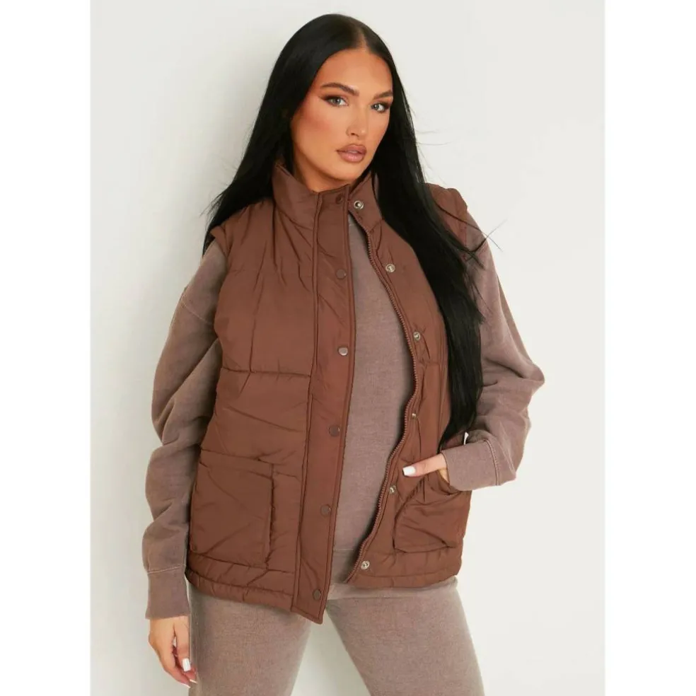 Women's Pocket Detail Sleeveless Padded Gilet