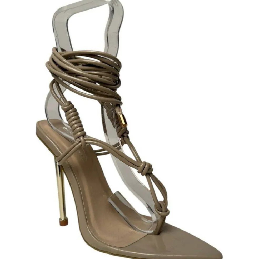 Women's Pointed Toe Tie Strap Flat Sandal
