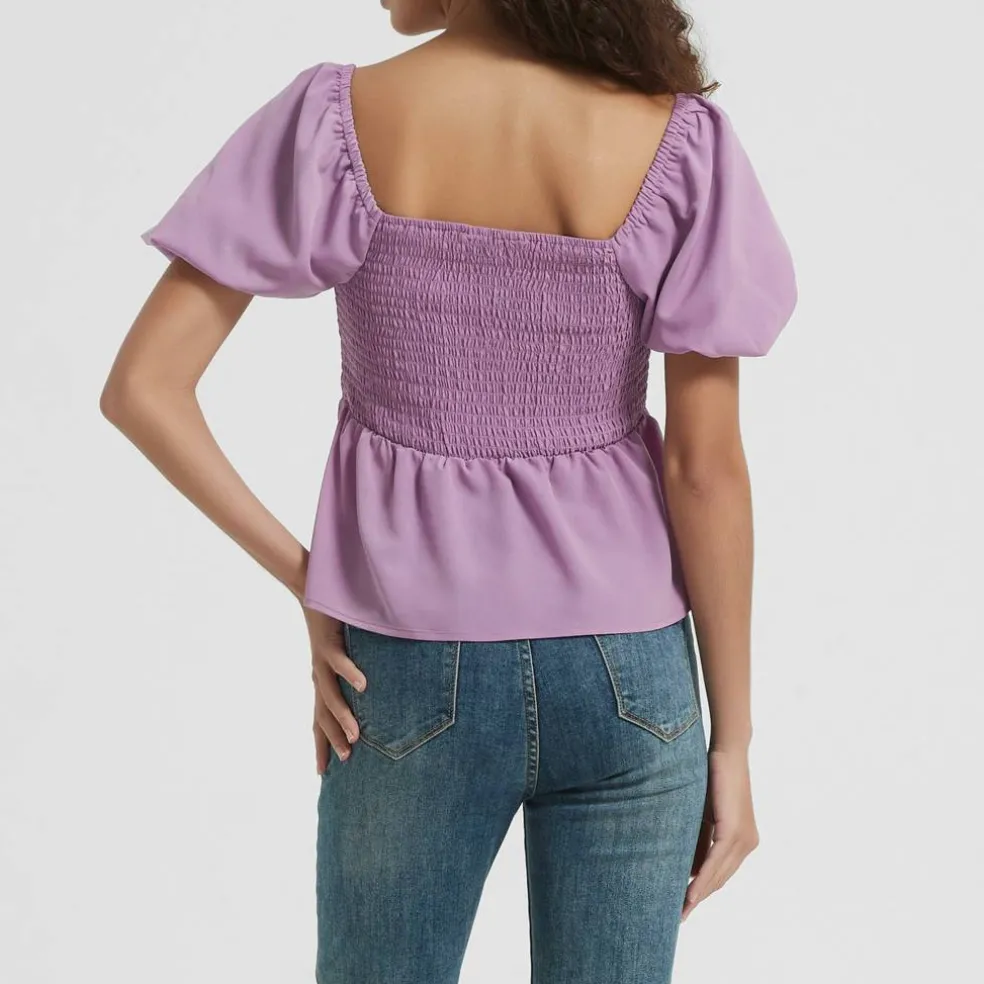Women's Puff Sleeve Peplum Blouse