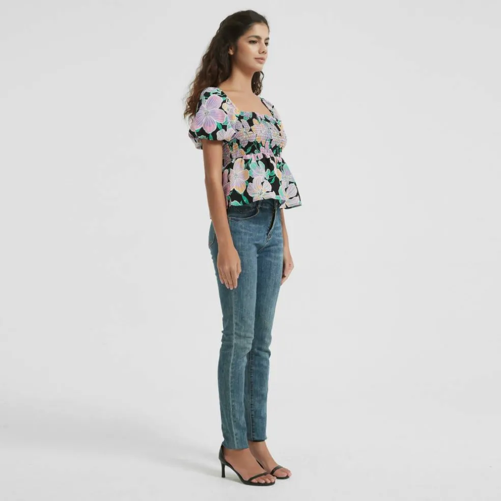Women's Puff Sleeve Peplum Blouse