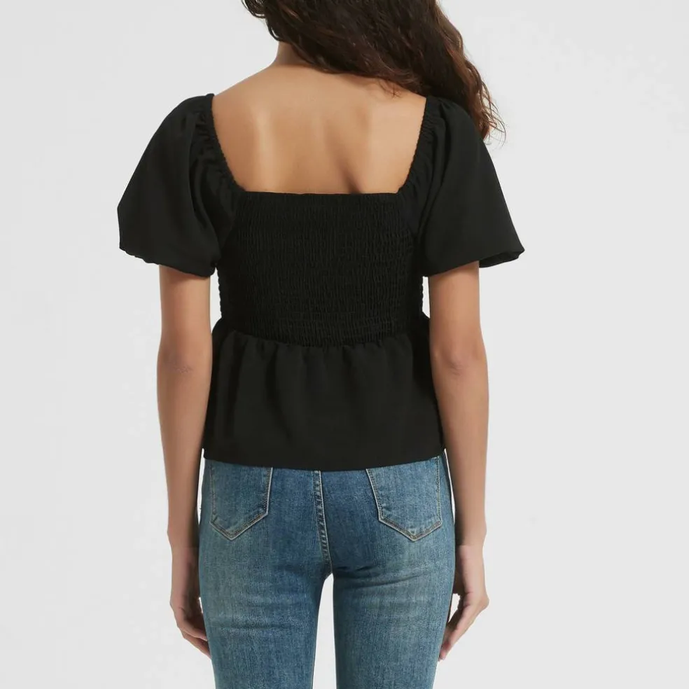 Women's Puff Sleeve Peplum Blouse